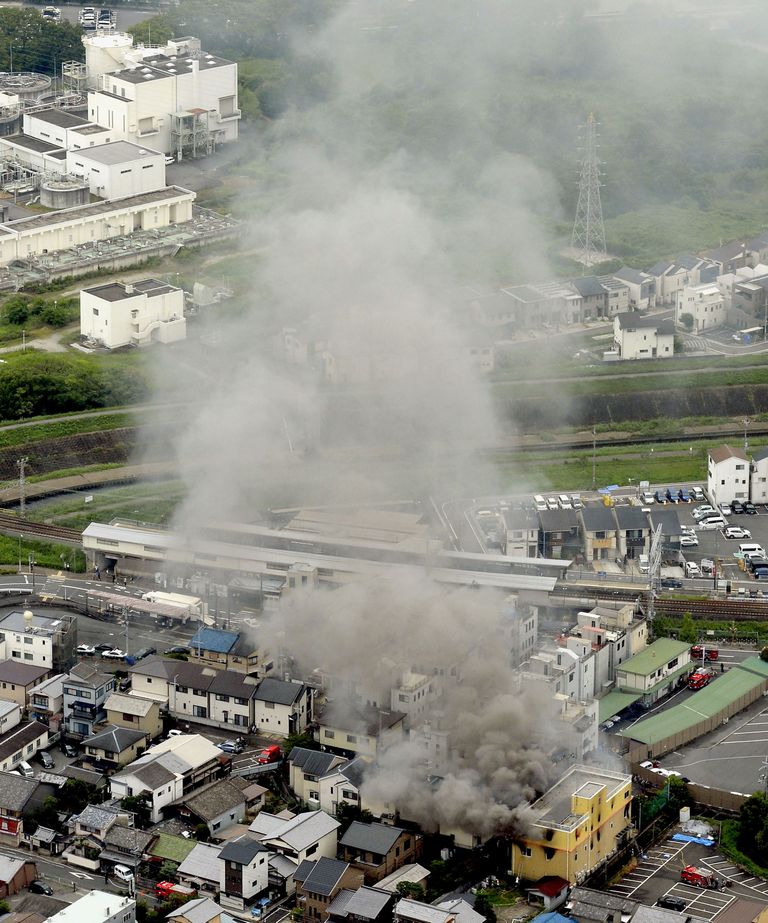 Пожар на студии аниме в Киото.