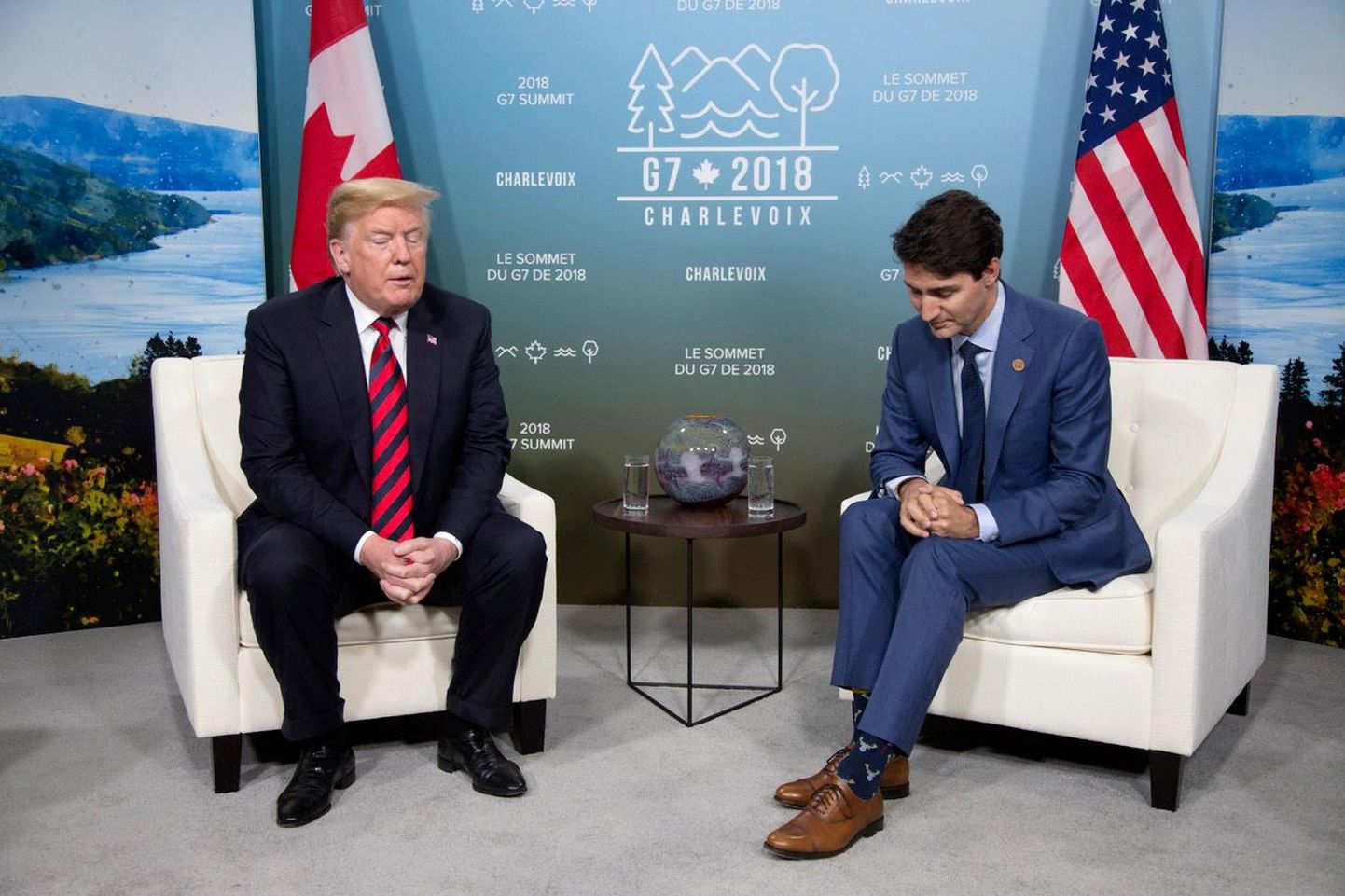 USA president Donald Trump ja Kanada peaminister Justin Trudeau reedel Charlevoix´s toimunud G7 tippkohtumisel.
