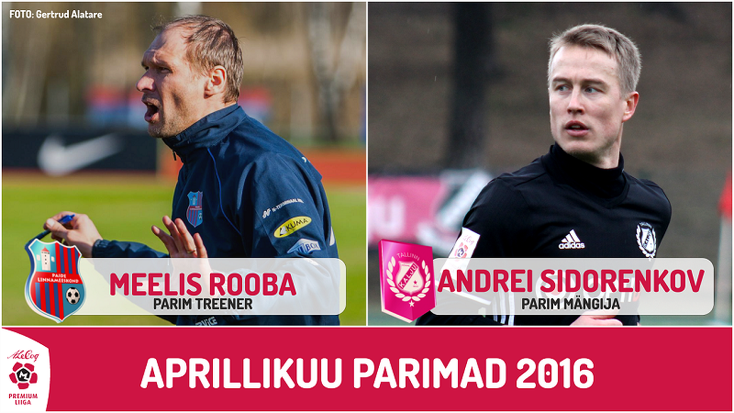 Premium liiga aprillikuu parim treener on Meelis Rooba ja parim mängija Andrei Sidorenkov.