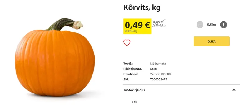 Kuvatõmmis Selveri koduleheküljelt.