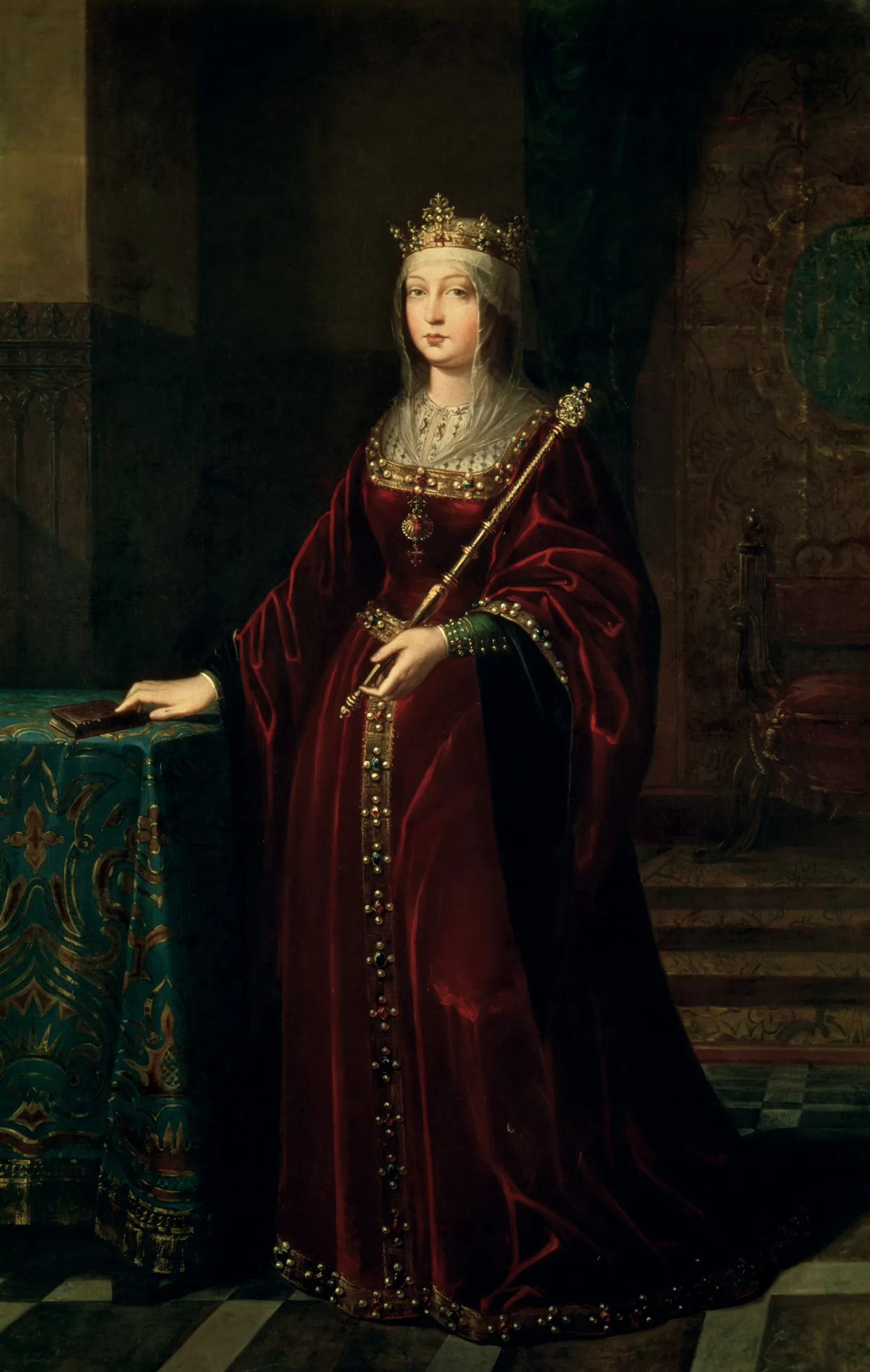 Kastiilia Isabella portreteerituna üle kolme sajandi hiljem elanud kunstniku Luis de Madrazo y Kuntzi poolt.