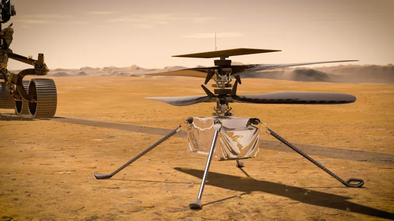 NASA joonistus helikopter Ingenuityst Punasel planeedil