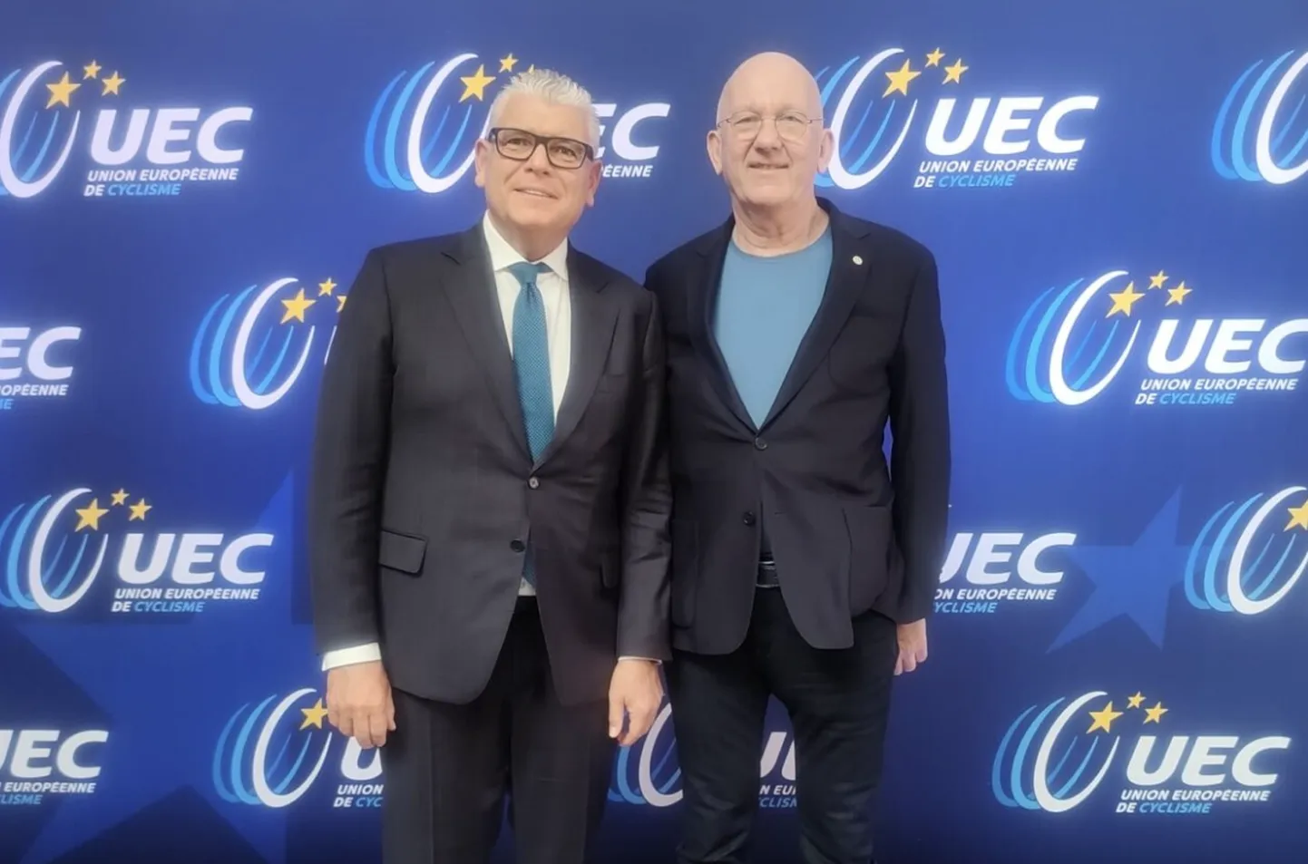 Eesti Jalgratturite Liidu president ning nüüdsest Euroopa Jalgratturite Liidu (UEC) juhatuse liige Raivo Rand (paremal).