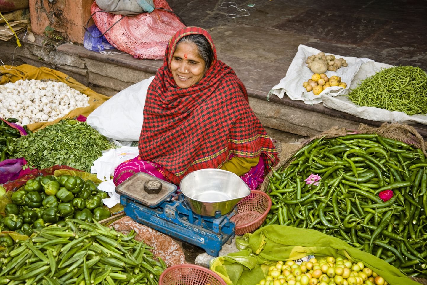 Tänavaturg Chandpole Bazaar, Pink City, Jaipur, Rajasthan, India