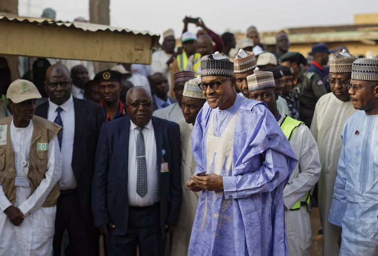 Nigeeria president Muhammadu Buhari saabumas hääletama oma kodulinnas Dauras riigi põhjaosas.