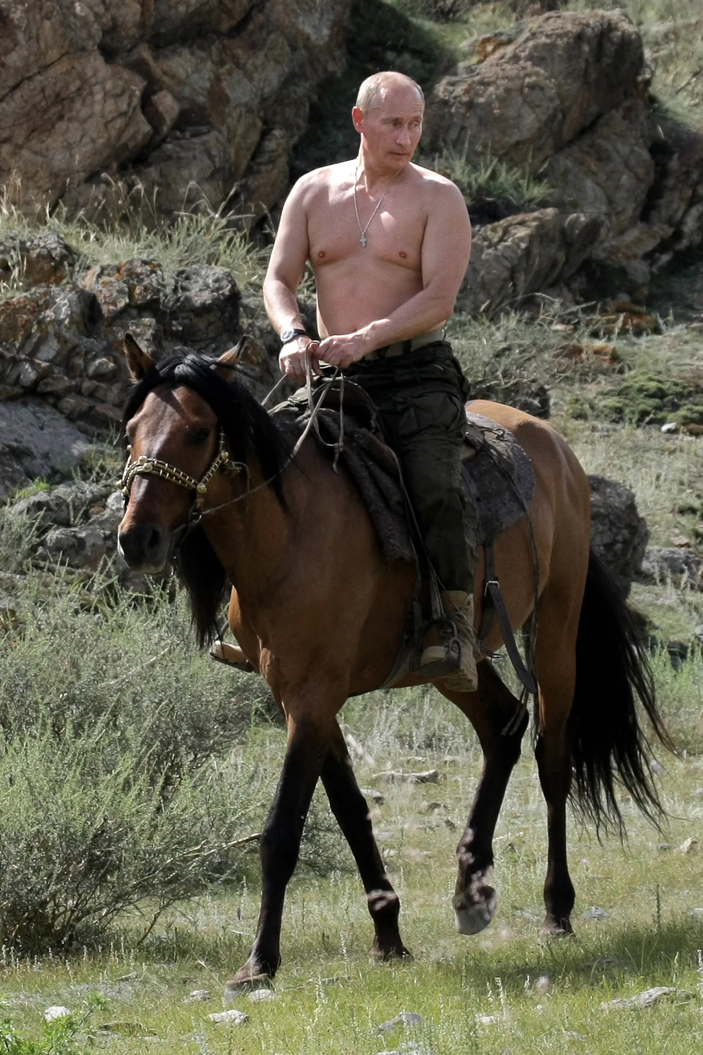 Venemaa peaminister Vladimir Putin 3. augustil 2009 Lõuna-Siberis Kõzõlis puhkusel