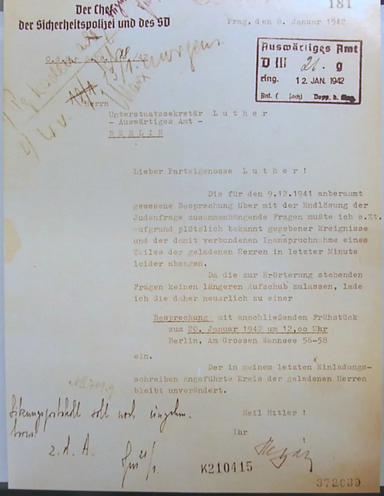 Reinharda Heidriha vēstule Martinam Luteram ebreju iznīcināšanas jautājumā.