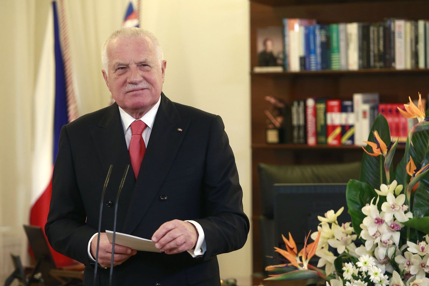 Tšehhi president Václav Klaus 1. jaanuaril oma viimast uusaastakõnet pidamas.