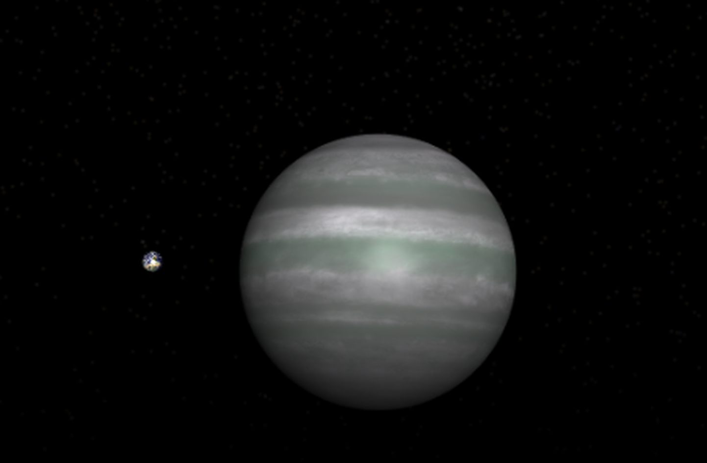 Eksoplaneet XO-4 b ehk Hämarik võrdluses Maaga.