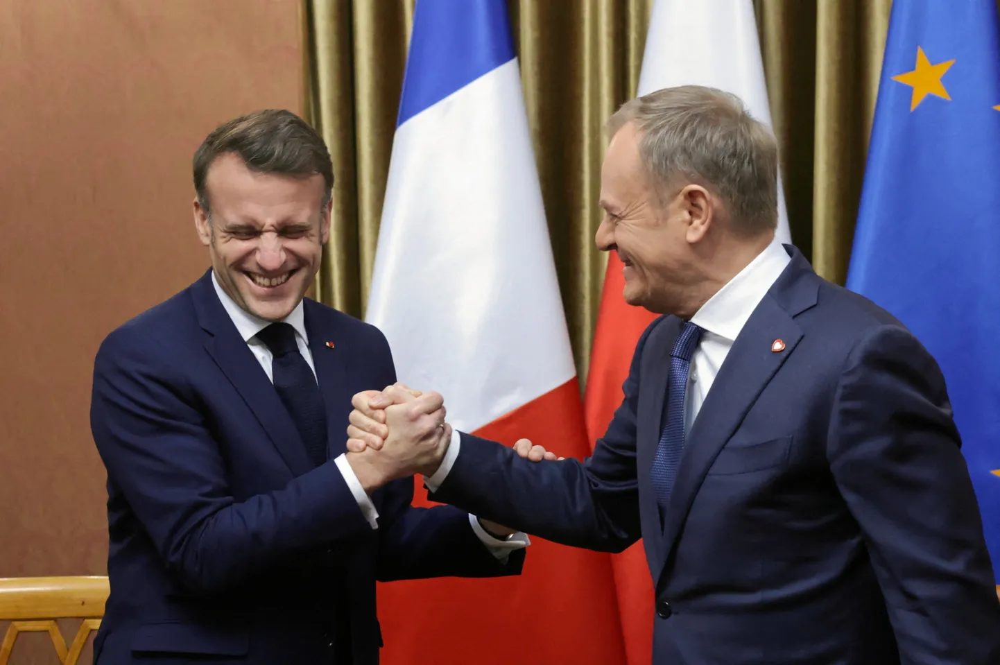 Prantsusmaa president Emmanuel Macron ja Poola peaminister Donald Tusk Varssavis 12. detsembril 2024. aastal.