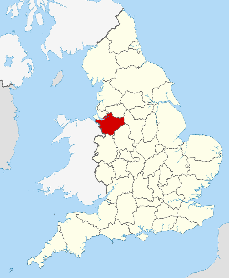 Cheshire Ühendkuningriigi kaardil (punasega)