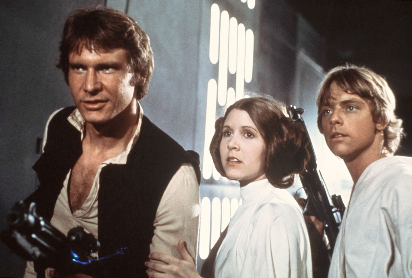 Harrison Ford, Carrie Fisher ja Mark Hamill 1977. aastal