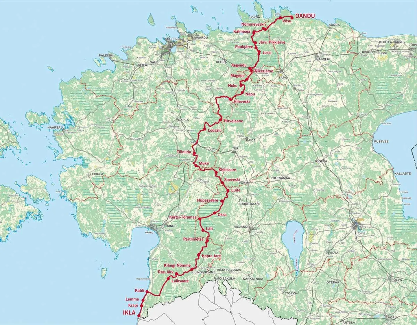RMK matkaraja kaart.