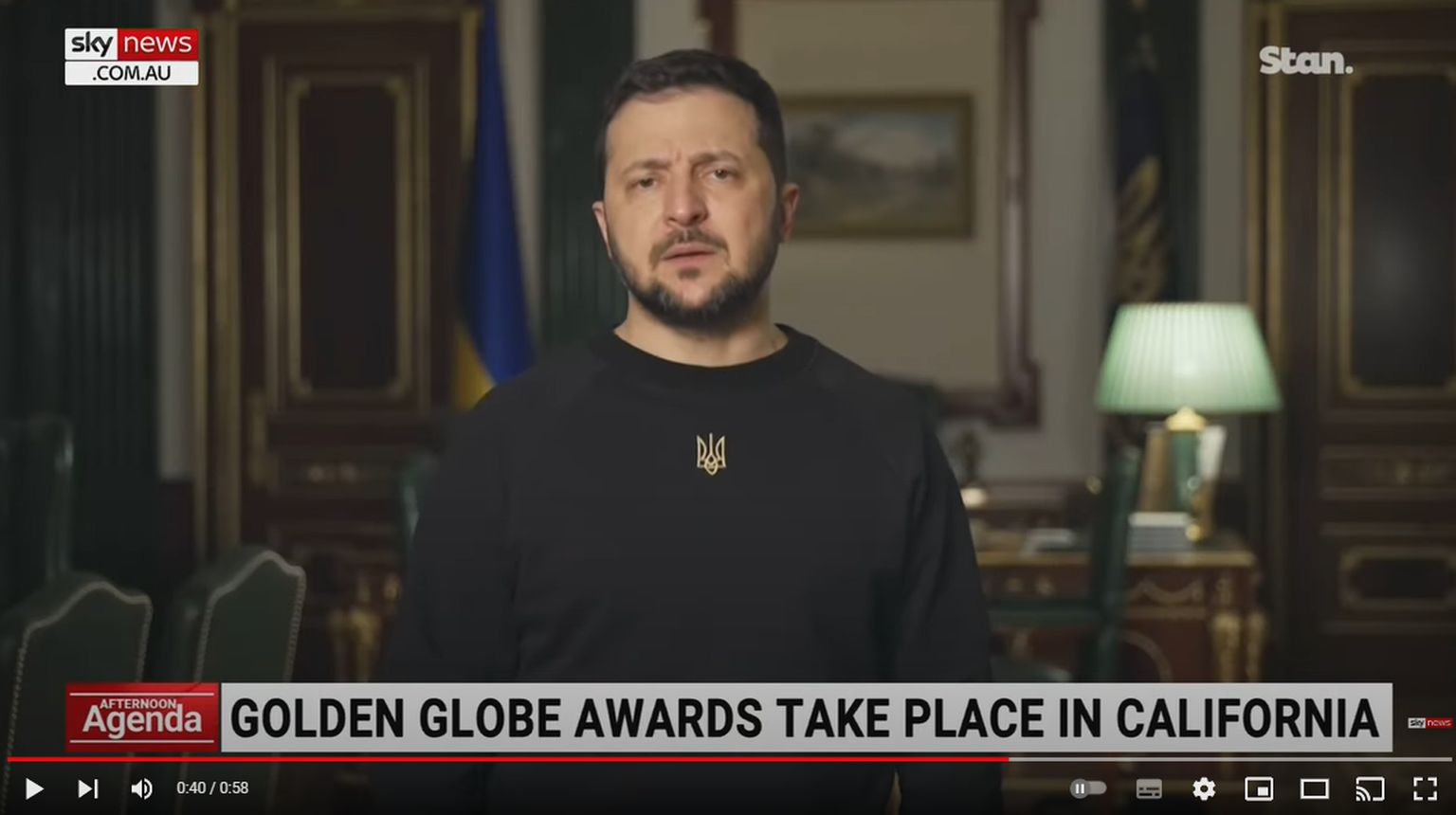 Ukraina president Volodõmõr Zelenskõi esines USA filmi- ja teleauhindade Kuldgloobuse galal videosõnumiga, milles ütles, et kolmandat maailmasõda ei tule
