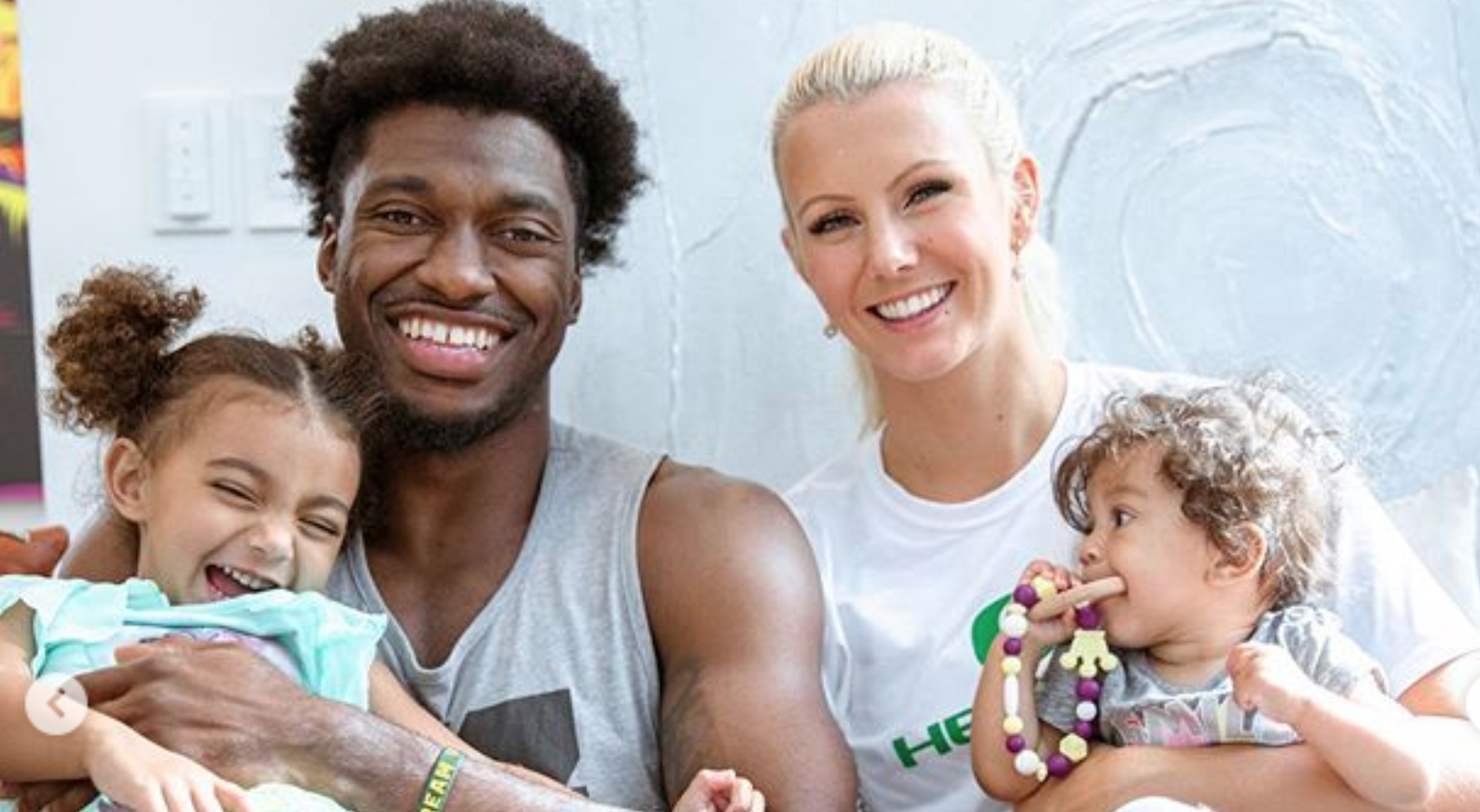 Eestlanna Grete Griffin koos oma abikaasa Robert Griffin III'ga ning nende kahe tütrega.