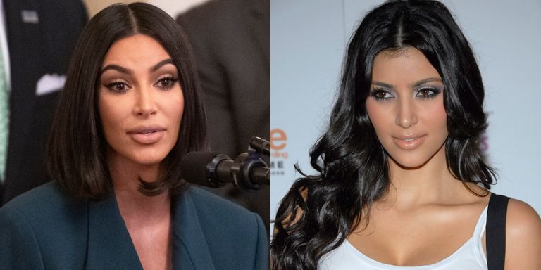 Kim Kardashian 2019. aastal (foto. Scanpix/Capital Pictures) ja 2008. aastal (foto. Scanpix/AP).