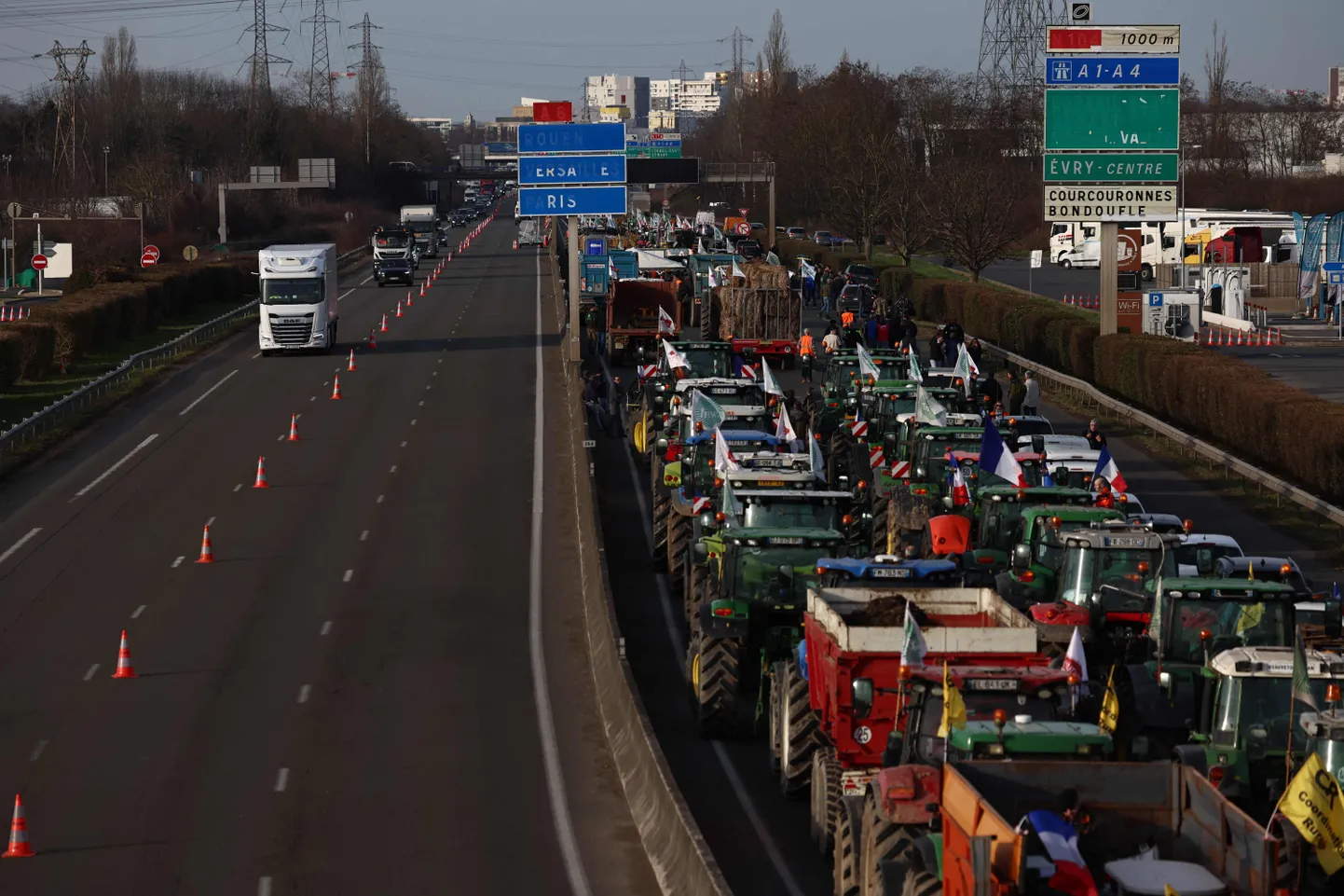 Põllumeeste blokaad A6 maanteel Pariisist lõunas. 29. jaanuar 2024.
