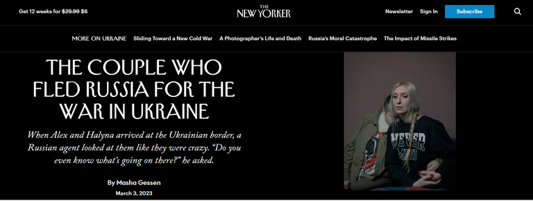 Читатели «Нью-Йоркера» знают, как украинский фронт может испытывать судьбы людей.