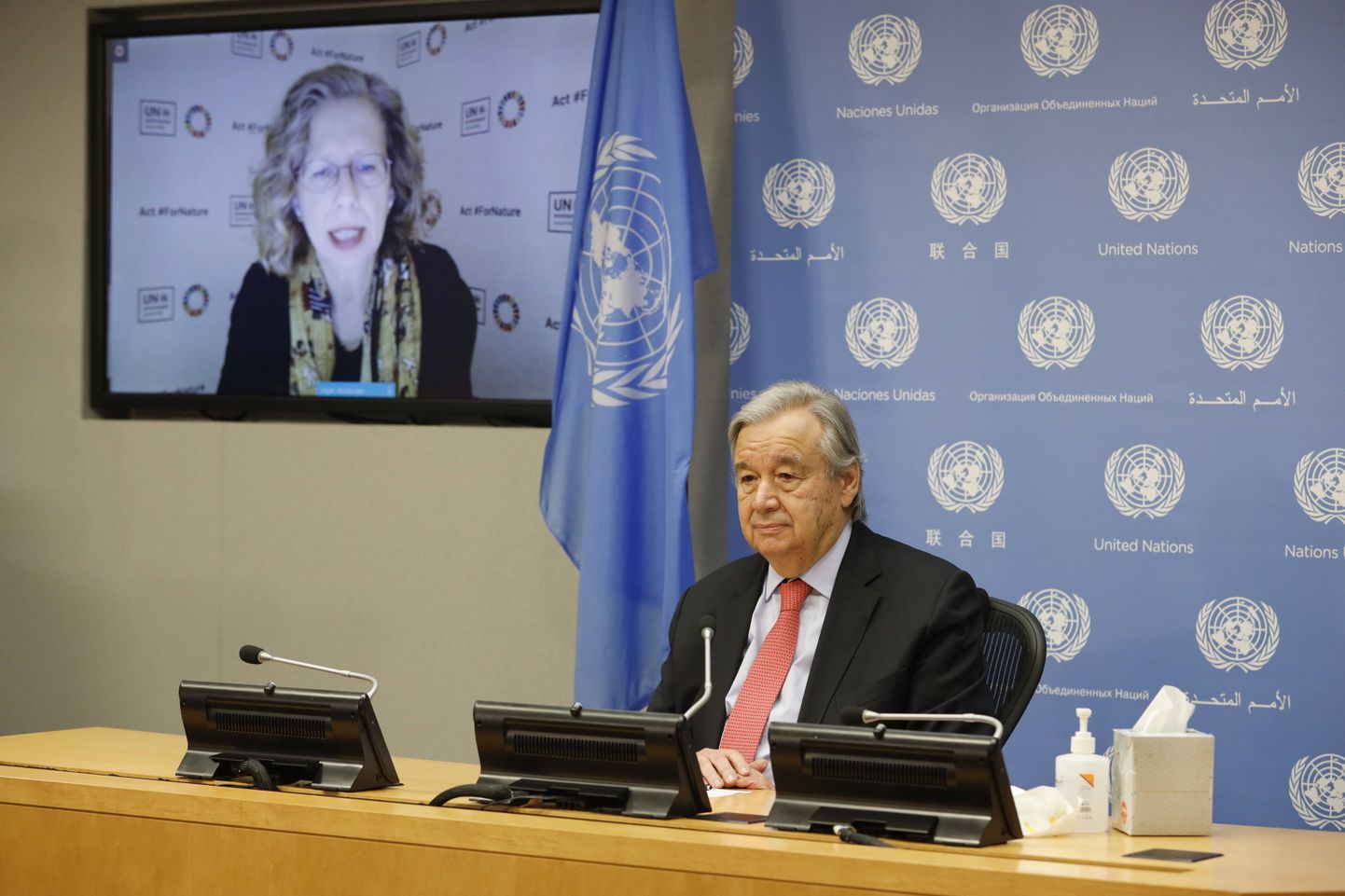 ÜRO peasekretär Antonio Guterres virtuaalsel keskkonnaassambleel.