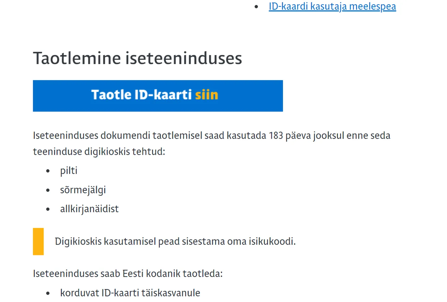 ID-kaardi taotlemine.