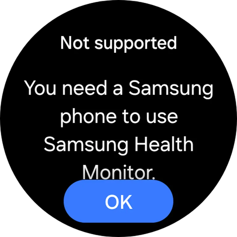 Nii juhtub, kui proovid mõnesid tervisefunktsioone mitte-Samsungi telefoniga jälgida.