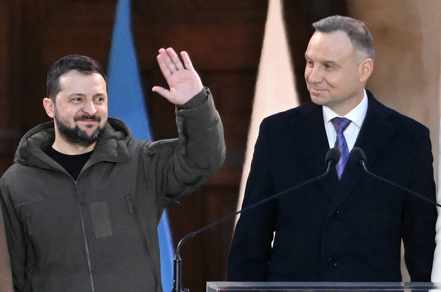 Ukraina president Volodõmõr Zelenskõi Varssavis koos Poola riigipea Andrzej Dudaga.