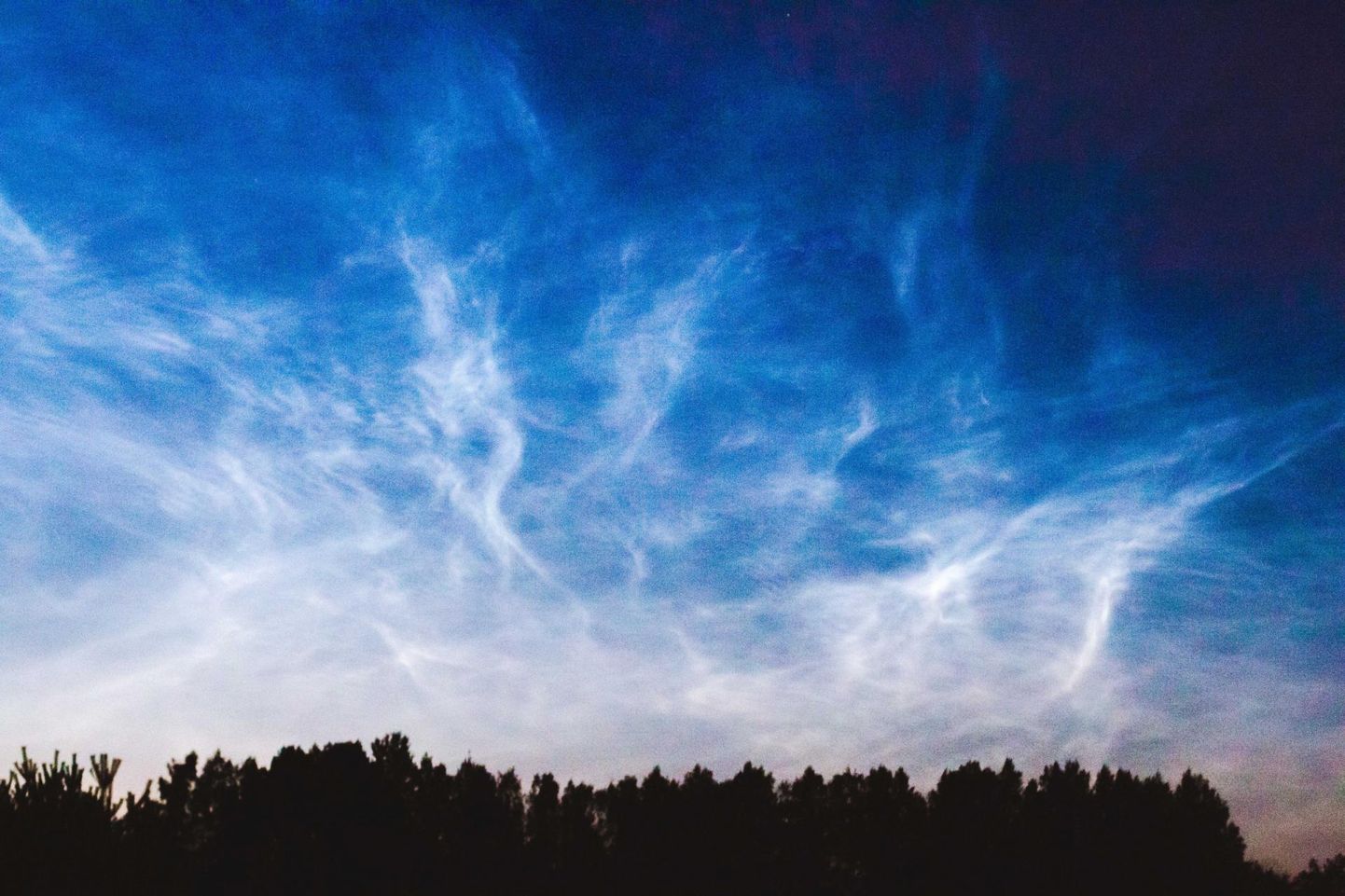 Helkivad ööpilved on hõbedased või elektriliselt sinakad omapärase struktuuriga kiudpilvi meenutavad pilved, millest paistavad eredamad tähed läbi. FOTO: Mailiis Ollino/pärnu Postimees