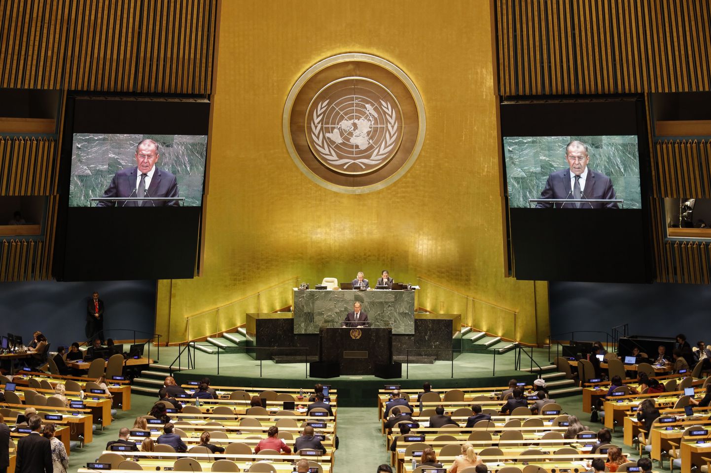 Vene välisminister Sergei Lavrov eile ÜRO peaassambleel.