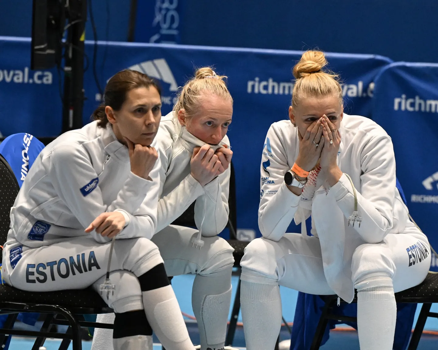 Eesti vehklejad (vasakult) Irina Embrich, Nelli Differt ja Katrina Lehis.