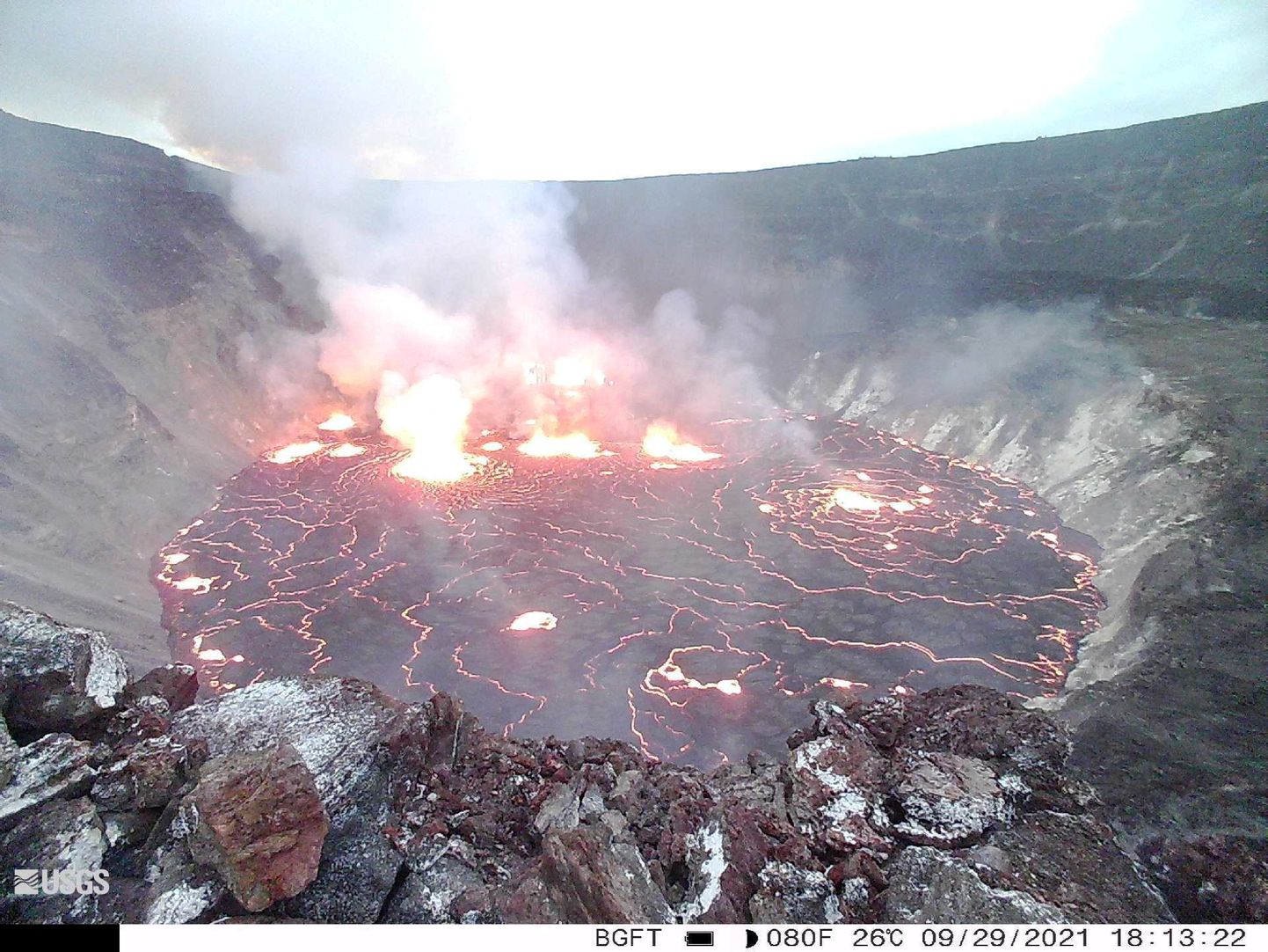 Hawaii Kieauea vulkaani Halema'uma'u kraater, kus algas purse.