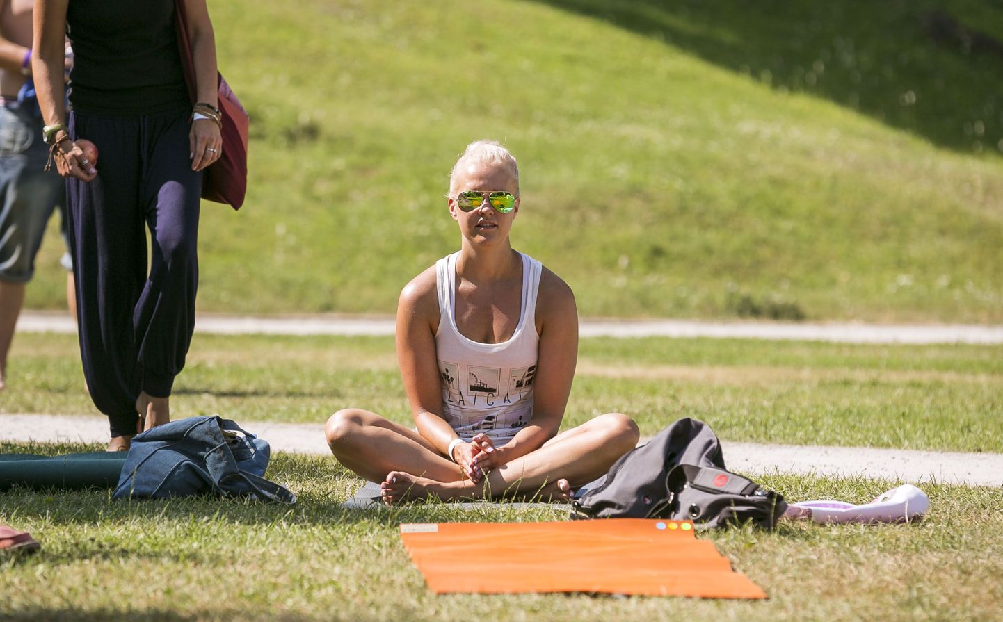 Эвелин Ильвес на фестивале йоги в Хаапсалу.