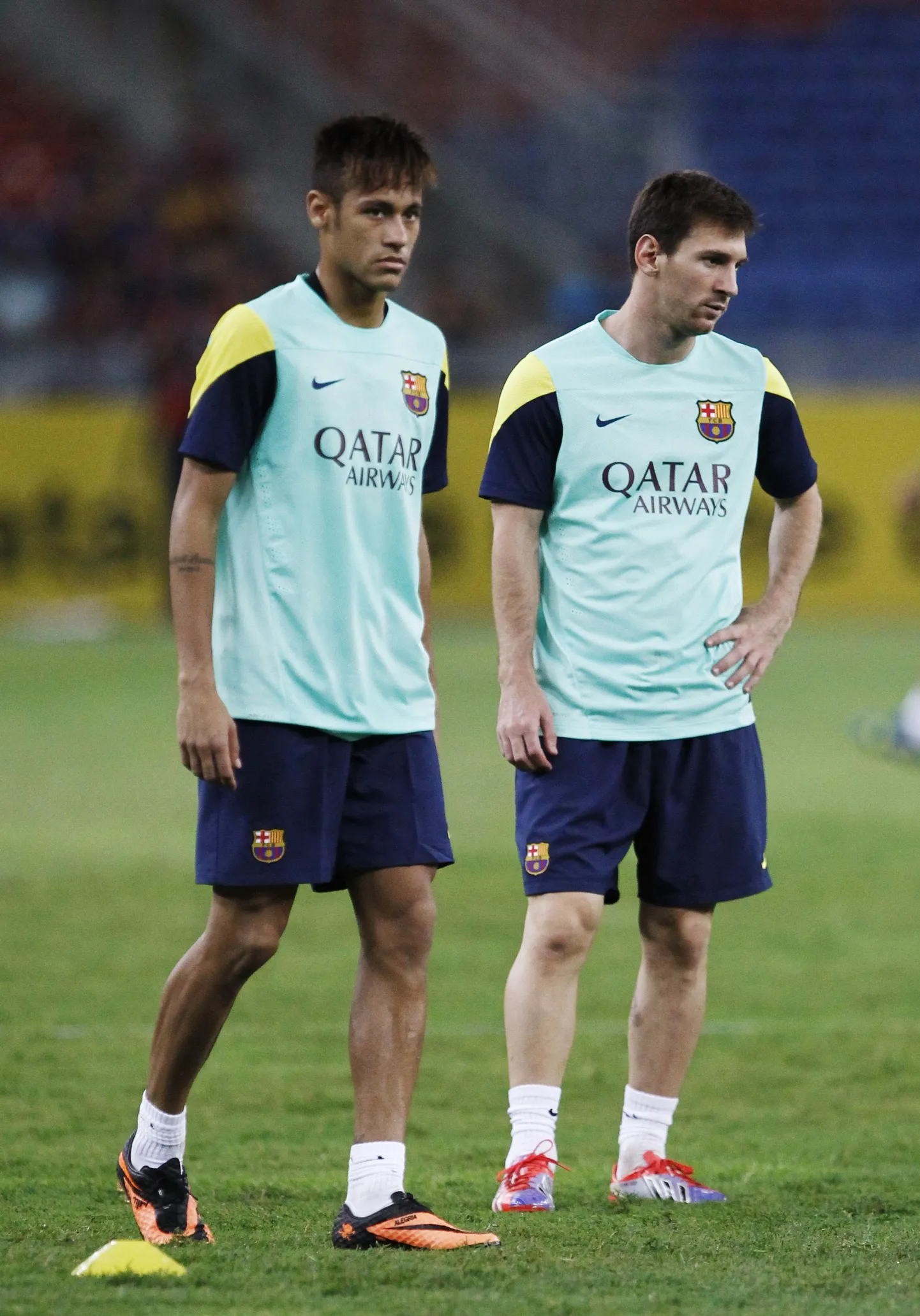 Neymar ja Lionel Messi treeningul