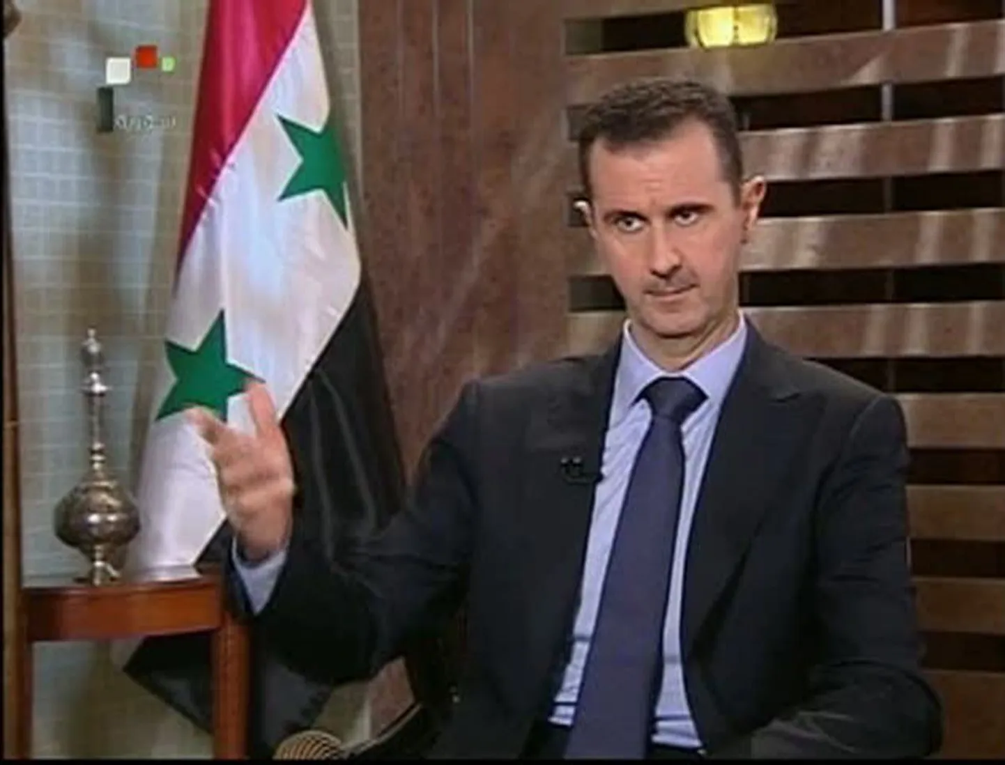 Videokaader Süüria presidendi Bashar al-Assadi teleintervjuust.