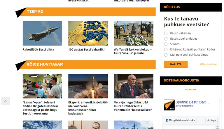Propagandakanal Sputnik nimetas vahejuhtumit raketilöögiks Eesti pihta.