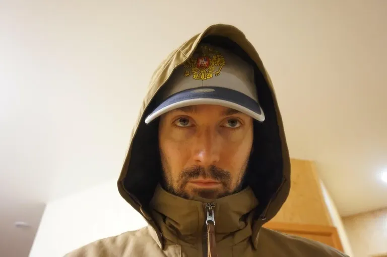 French writer Yoann Barbereau in the disguise he used to escape from Irkutsk.