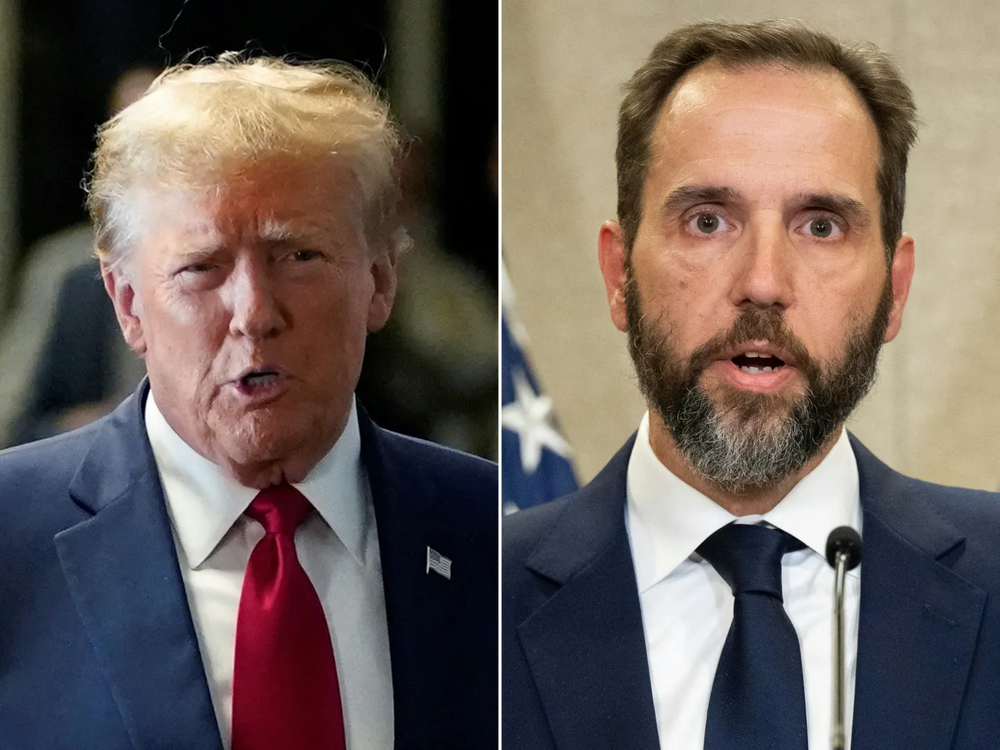 Donalds Tramps un ASV īpašais prokurors Džeks Smits.