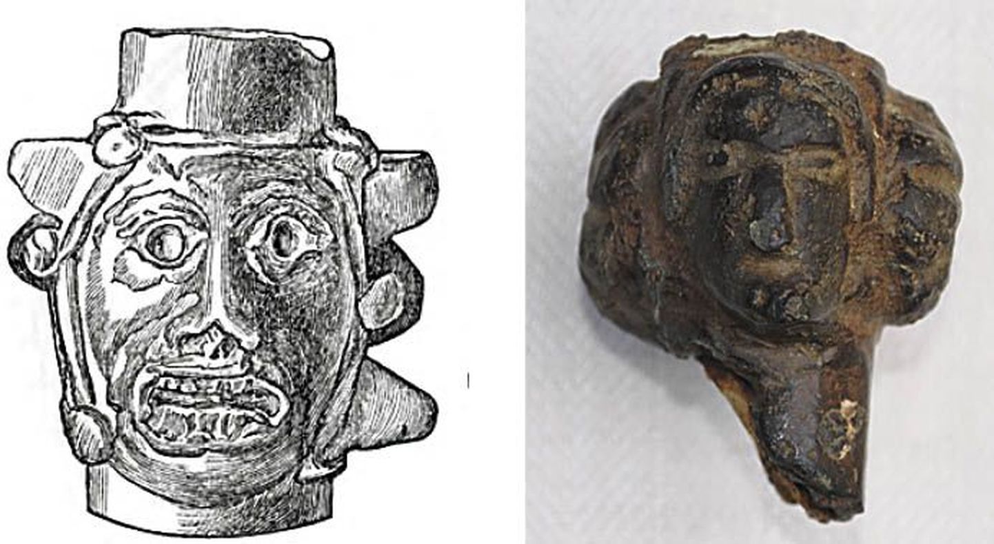 Rootsist leitud nuiapea (vasakul) ja sügisel Papsaares avastatud nuiapea pärinevad ekspertide hinnangul 12.–13. sajandist.
