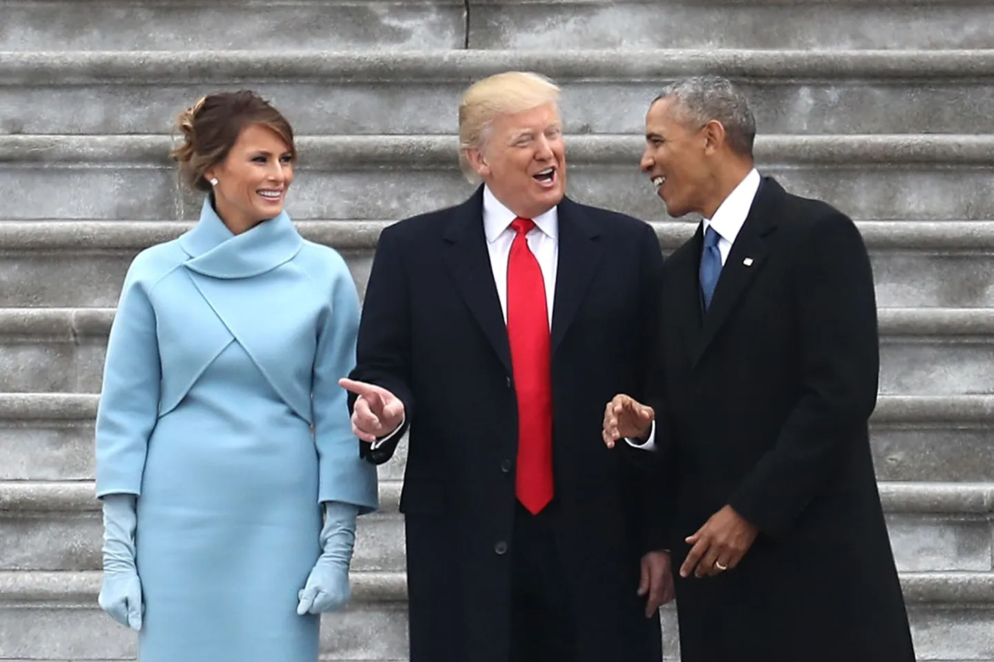 Barack Obama, Donald Trump ja Melania Trump
