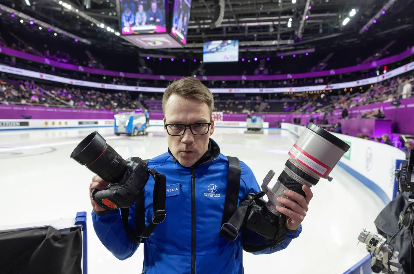 Rahvusvahelisele uisuliidule (ISU) juba aastaid pilte tegev fotograaf Joosep Martinson jaanuari keskel Kaunases peetud iluuisutamise EMil.
