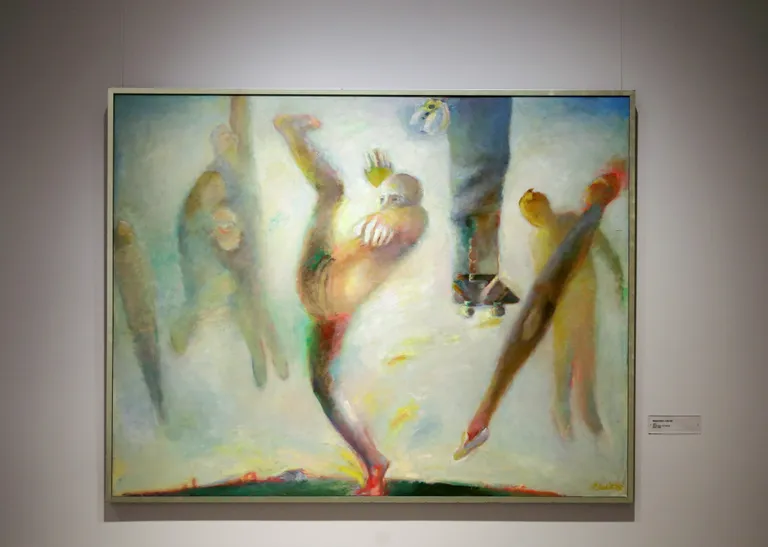 Peeter Mudist, «Maast lahti», 1975, 160 x 205 cm, õli lõuendil, toodud ERMi näitusele Tallinna kunstihoonest.