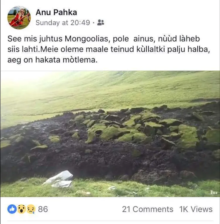 Šamaan Anu Pahka Facebooki postitus.