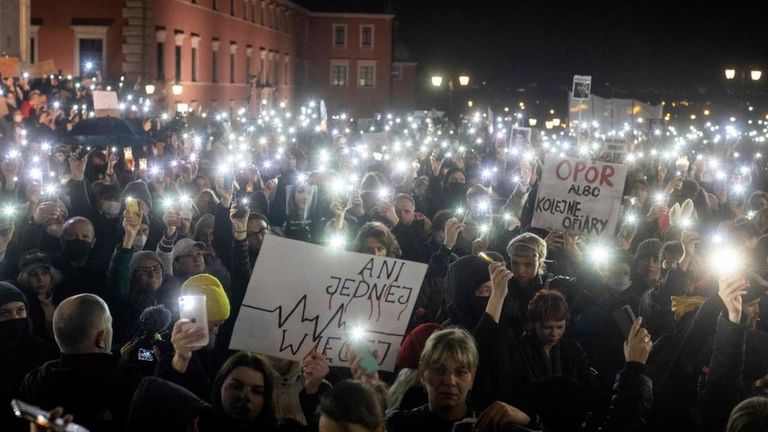 Демонстрация в Варшаве.