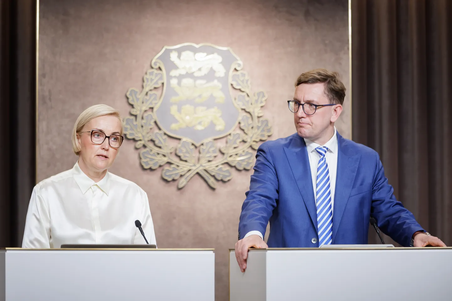 Valitsuse pressikonverentsil Kristina Kallas, Kristen Michal.