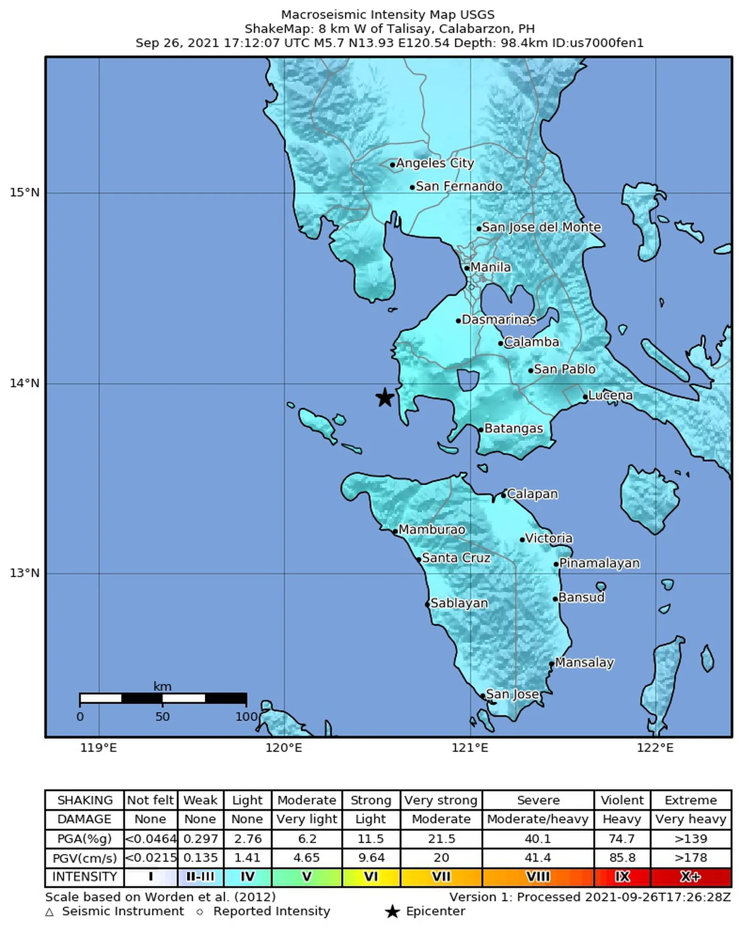 Filipiinide peasaarel leidis esmaspäeval varahommikul aset 5,7 magnituudine maavärin.
