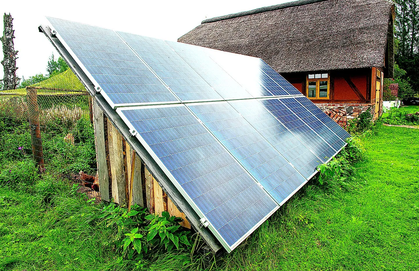 Säästev lahendus ja innovatsioon Lõuna-Eestis: selles silmatorkavas Põlvamaa kuudis siblivad kanad, nende omanikud saavad aga kanakuudi katusele pandud päikesepaneelidest (2,8 kW) aasta ringi elektrit 50-ruutmeetrisele kergsavimajale.