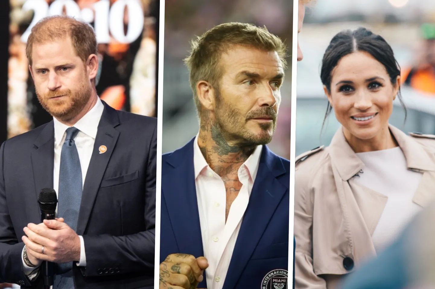 Prints Harry, David Beckham, Meghan Markle.