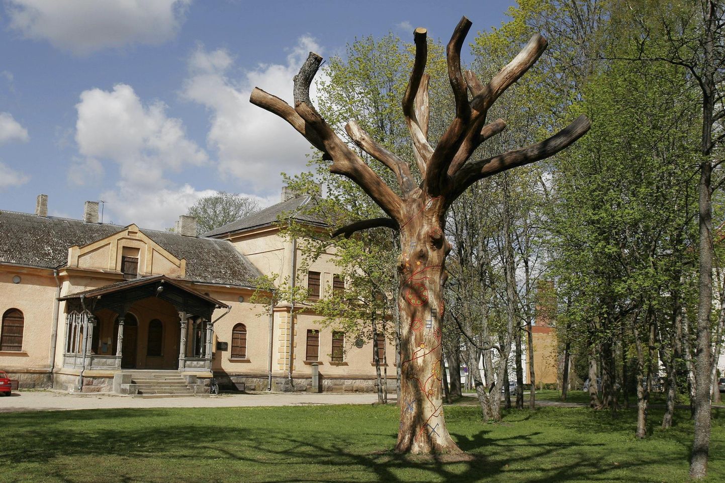 Poliitik Helmut Hallemaa arvates tuleks Ilmapuuks kujundatud vana ja kuivanud tamm mõisapargist maha võtta ning selle asemele istutada tema kingitud tammepuu. See foto Ilmapuust on tehtud üheksa aastat tagasi, mil puu selliseks kujundati.