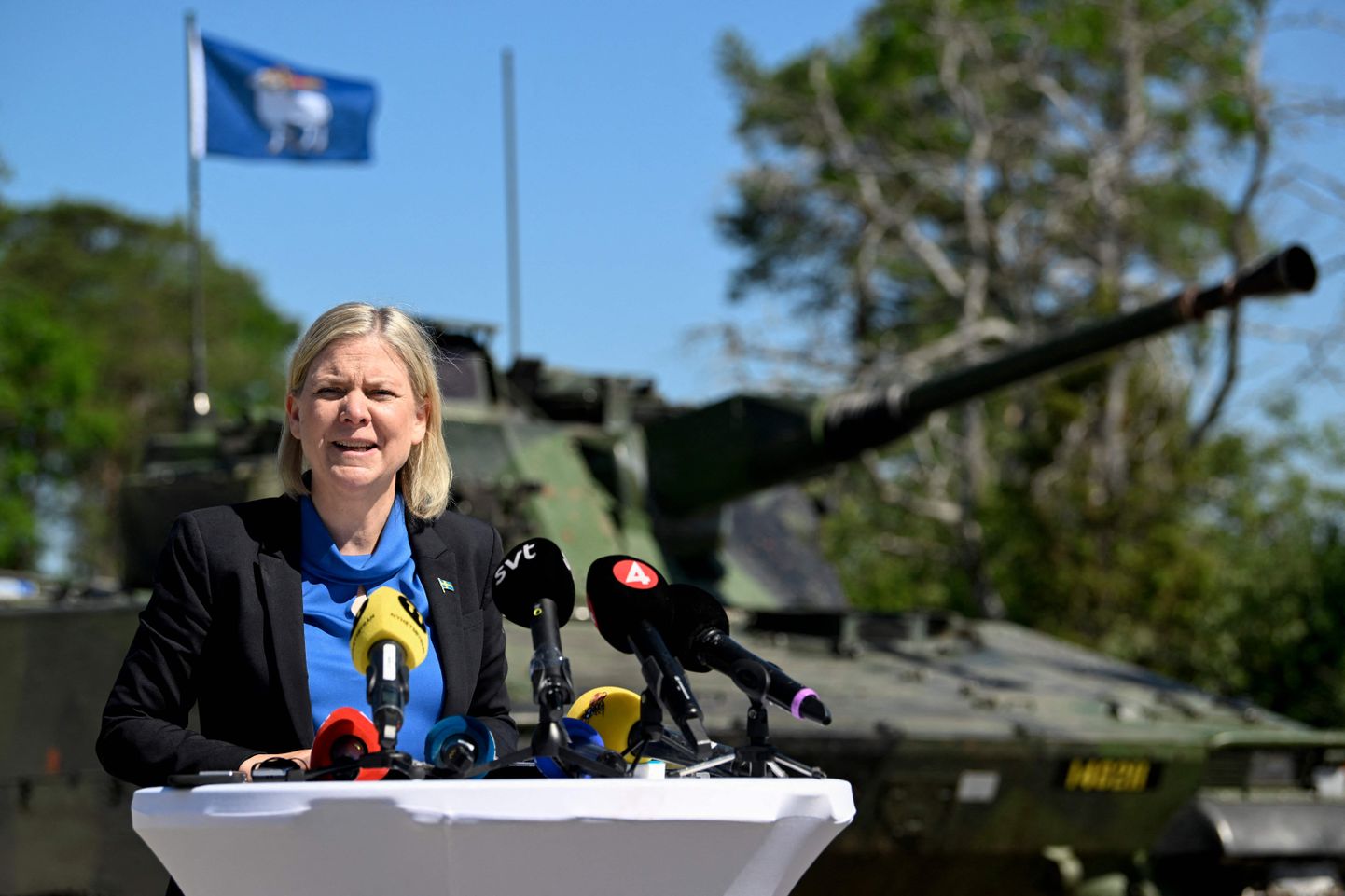 Rootsi peaminister Magdalena Andersson esinemas Gotlandi saarel Visbys.