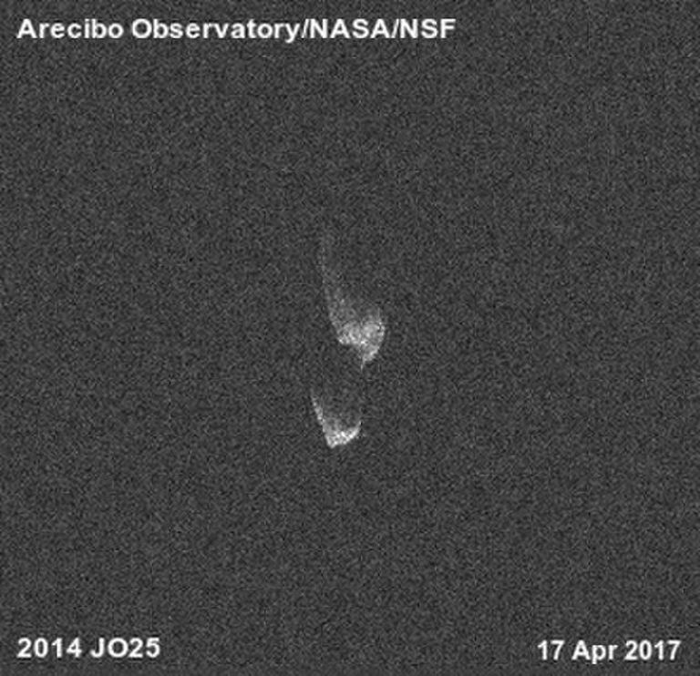Aricebo observatooriumi ja NASA koostöös 17. aprillil tabatud pilt asteroidist 2014 JO25.