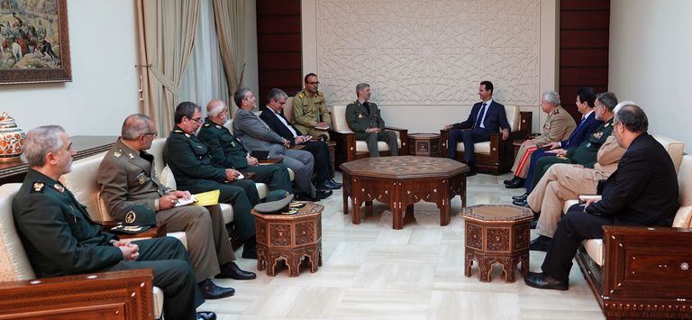 Iraani kaitseministri delegatsioon kohtumisel Süüria presidendiga. 